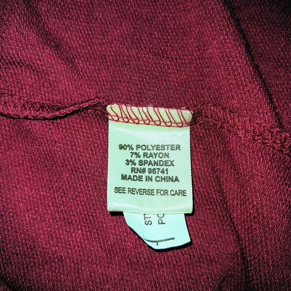 Self Esteem Womens Top Size Small Burgundy Cold Shoulder Ruffle Long Sle… - Picture 7 of 7